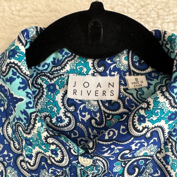 Joan Rivers Moroccan Print Silky Blouse with Long Sleeves - Small - Picture 3 of 6